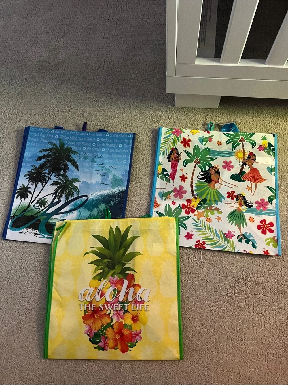 Reusable Tropical Aloha Tote Bag - Yellow